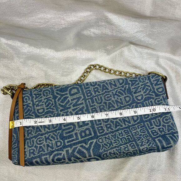 LUCKY BRAND Denim Logo Chain Strap Shoulder Bag Purse Y2K - Picture 7 of 10